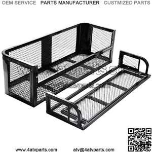 ATV/UTV Rear Drop Rack Basket, Universal Steel Mesh Surface Cargo Storage Basket, Detachable Steel Cargo Basket Carrier