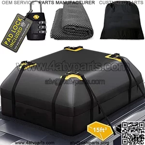 Rooftop Cargo Carrier for Top of Vehicle - Car Top Carrier Roof Bag 15 or 20 Cubic for Cars with or Without Racks