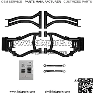 Super ATV Polaris RZR S / RZR 4 Rear High Clearance Rear Offset A-Arms (Black)