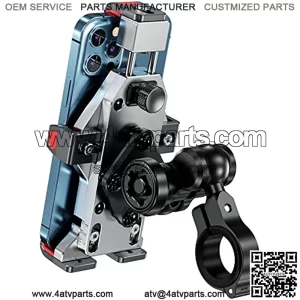 Aluminum Alloy Motorcycle Phone Mount with Vibration Dampener & High-Speed Secure Lock, BRCOVAN One-Push Automatically Lock Bike Scooter ATV Handlebar Cell Phone Holder for 4.7"-7.2" Phones