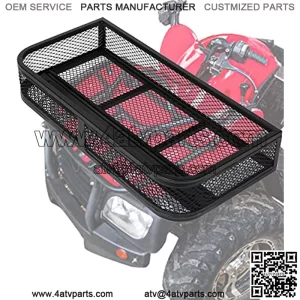 CARSTY 36"Lx17"Wx6.3"H Universal ATV Front Cargo Basket, Luggage Carrier Rack, Accessories for Motorcycle & ATV & UTV, 500 lbs Carrying Capacity, Black