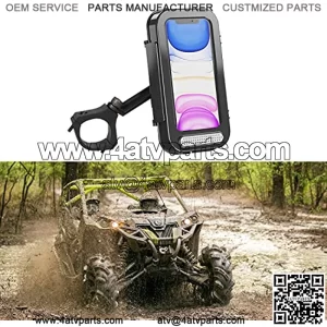 UTV Phone Mount with Waterproof Protector, 360 Degree Adjustable UTV Holder and Metal Fixed Base, Compatible with 1.75 Inch -2 Roll Bar??UTV SXS/Polaris RZR 900 1000 XP / Can-am Accessories