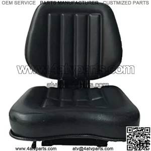 Universal Tractor Seat With Sliding Tracks Waterproof High-Quailty PVC Suspension Seat with Trapezoid Backrest UTV/ATV Mini Digger Mower Forklift Seat Black