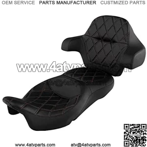 Rider Passenger One-Piece Two-Up Seat Wrap Around Backrest Pad Fit For Harley Touring Road King Street Road Glide 2014-2020