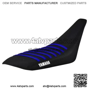 Yamaha YFZ 450 Gripper Seat Cover 2004 - 2013 all BLACK w/ BLUE ribs LOGO #200