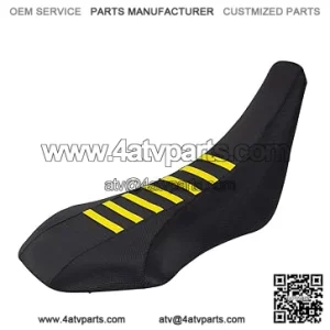 Seat Cover - Compatible Fit for 2003-2009 Suzuki LTZ400 Z400 (#207) (All Black/Yellow Ribs)