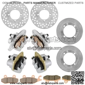 For Yamaha Rhino 700 YXR700 4X4 08-13 Front Rear Brake Caliper Disc Rotor With Pad