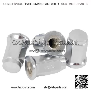 For ATV & UTV 10x1.25 ?C 4 Pack Of Chrome Flat Base 10mm x 1.25 Lug Nut Parts.